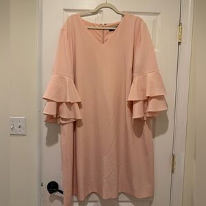 Tahari Elegant Pink Ruffle Sleeve Dress